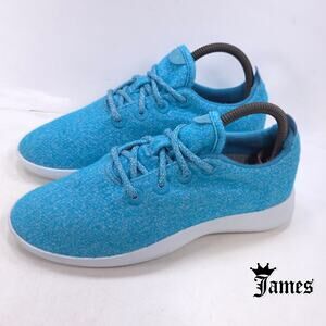 Allbirds Wool Runner Lace Up Athletic Running Shoe Womens Size 7 Blue White